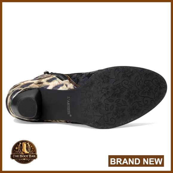 Floral Suede Ankle Booties with Velvet Accent, Side Zipper, Mid-Heel - Picture 4 of 7